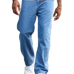 avanova Men's Blue Denim Cotton Oversized Loose Baggy Relaxed Fit Wide-Leg Roomy Jeans Pants for Men (Jeans 167) image 1