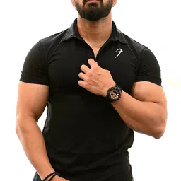 fuaark Men's Solid Slim Fit Polo Shirt image 4
