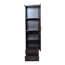 saverschoice Brick Textured Engineered Wood Single Door Wardrobe with Mirror (Brown) image 4
