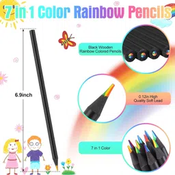 jashgop 12 Colors Rainbow Pencils for Kids Adults, Rainbow Colored Pencil Art Supplies for Girls Boys, Black Wooden Multi Colored Pencils Bulk for Coloring Drawing Sketching, Pre-sharpened. image 2
