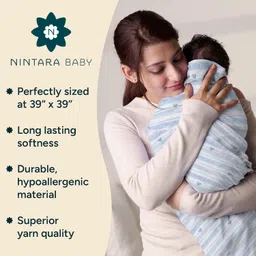 nintarababy Nintara Baby Swaddle - 100% Organic Premium Muslin Cotton, 39" x 39" (100 cm x 100 cm), Ultra-Soft, Breathable & Lightweight, Multipurpose, Unisex, Hypoallergenic, Gifts for Newborn Babies, Pack of 2 image 2