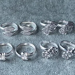 kp jewels Women & Girls Metal Fancy Glossy finish Toe Ring Adjustable Bichiya/Leg Finger Ring-Combo-4 (A_C_P_110798_Silver) image 2