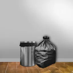 PUERTO Garbage Bags, Medium - (19 x 21 Inches) - 30 Bags/Roll, 180 Count (Pack of 6, Black), Plastic image 2