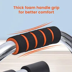 Healthex Push up Bar Stand - Fitness Equipment Strong Chrome Steel Pushup Stands with Comfortable Foam Grip and Non-Slip Bars - Safe, Sturdy and Less Wrist Strain (Silver) (150kg weight capacity) image 3