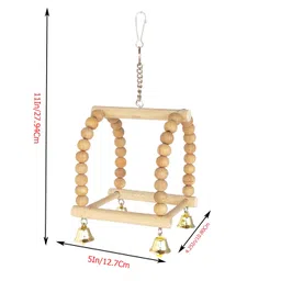 KSK Parrot Cage Hammock Swing 11" Natural Wooden Swing for Parrot Parakeet Budgie Cockatiel Cage with Metal Chain and Clasp (1 Pack) image 2