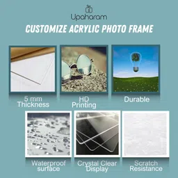 generic Upaharam Customised/Personalized Clear Acrylic Wall Mount Frameless Rectangular Picture Photo/Poster Frame For Anniversary, Birthday, Special Moment (12" X 8" X 0.19") image 4