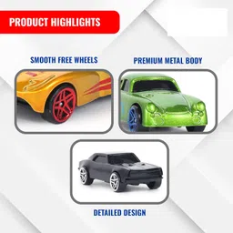 Amazon Brand - Jam & Honey Premium Die-Cast Metal Car | Free Wheel Toy Vehicle for Kids | Realistic Design | Vibrant Paint | No Assembly | Collectible Mini Car Model | Pack of 5 image 3