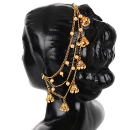 shining diva fashion Latest Trendy Stylish Ear Chain Earrings for Women | Traditional 18k Gold Plated Wedding Party Jewellery | Bahubali Inspired Kan Chain Jhumki Earrings image 2