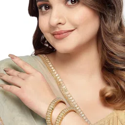 sukkhi Traditional Gold Plated Red And Green Kada Bracelet Bangle Jewellery Set for Women & Girls image 2