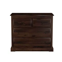 WOODNETIC Solid Sheesham Wood Chest of Drawers for Storage with 4 Wooden Drawer (Walnut) image 3