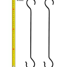 CRAFTCASTLE Large S Hooks Black | Long S Hooks for Hanging Plant | Extension Hooks for Kitchenware, Utensils, Pergola, Closet, Flower Basket S Hook 92Cm (Pack of 2) image 1
