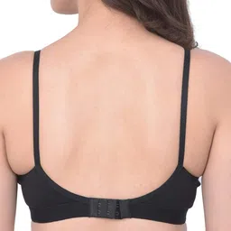 clovia CloviaWomen's Cotton Rich Solid Non-Padded Full Cup Wire Free T-Shirt Bra - Black image 4