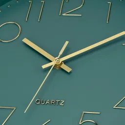 Claiez Plastic Wall Clock 12" Silent Quartz Decorative Latest Analog Wall Clock Non-Ticking Classic Clock Battery Operated Round Easy to Read for Room/Home/Kitchen/Bedroom/Office/School (Green Gold) image 4