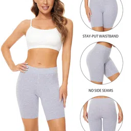 pokarla 4 Pack Women's Cotton Underwear Boxer Shorts Anti Chafing Bike Shorts Boyshorts Panties image 2