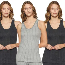 dixcy scott Women's Premium Round Neck Sleeveless Upper Regular Fit Thermal Top- Pack Of 3 (Assorted_90 Cm) image 1