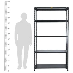 Mil-Nil Prime CRC Sheet 5 Shelf Multipurpose Slotted Angle Rack, 72 x 47 x 24 Inch, 20 Gauge self 14 Gauge Angle(Grey) 14 Gauge Angles image 4