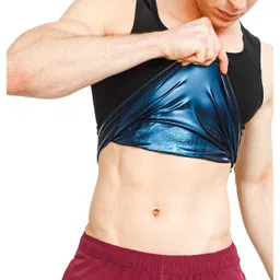 Sweat Shaper Men's Workout Tank Top Slimming Polymer Weight Loss Sauna Vest, Black image 1