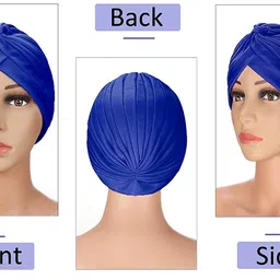 bismaadh Stretch Turban Chemo Head Cap Cover Pleated Twisted Beanie for Women - Pack of 10 image 4