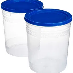 Amazon Brand - Solimo 2-Piece Kitchen Storage Container Set, 7.5 litres, Blue Lid, Plastic, Plastic image 1