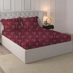 Krishnam Home 300Tc Glace Printed Cotton Bedsheet Perfect for King Size Bedsheet,Includes 1 Double Bed Sheet Size(90X100 Inch) and 2 Pillow Covers|Color- Purple,300 TC image 4