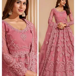 julee Women's Net Embroidered Semi-Stitched Gown (Sunita Gown-New) image 3