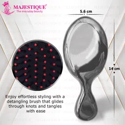 Majestique Mini Pocket Detangling Brush – Soft Ball-Tipped Nylon Bristles Paddle Comb for Kids & Adults | Wet & Dry Hair Styling Brush for Travel & On-the-Go Grooming | Color May Vary image 2