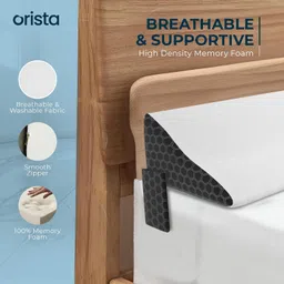 orista Orista™ Memory Foam Bed Wedge Headboard Mattress Gap Pillow | Gap Filler 0-8 Inch Between Headboard and Mattress with Side Pockets| Queen Size 60 x 10 x 6 Inch | Skin Friendly Cover image 2