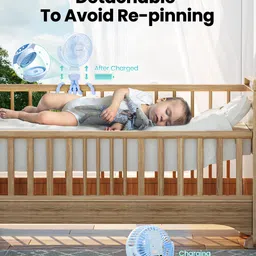 Gaiatop Mini Portable Stroller Fan, Battery Operated Small Clip on Fan, Detachable 3 Speed Rechargeable 360° Rotate Flexible Tripod Handheld Desk Cooling Fan for Car Seat Crib Treadmill Travel Blue image 4
