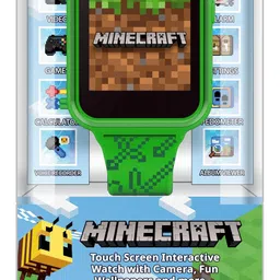Accutime Kids Microsoft Minecraft Green Educational Learning Touchscreen Smart Watch Toy for Boys, Girls, Toddlers - Selfie Cam, Learning Games, Alarm, Calculator, Pedometer & More (Model: MIN4045AZ) image 1