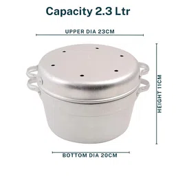 geer enterprise Aluminium Handva Cooker with Lid, Multi-Purpose Cake Baking Cooker for Gas Stove Cake and Handva Maker Cooker Pot (Aluminium) (Large (2.3 L)) image 2