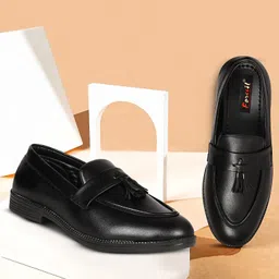 forssil Men's Moccasins with Tassel Luxury Leather Patina Work Loafer Slip ons Casual Shoes image 2
