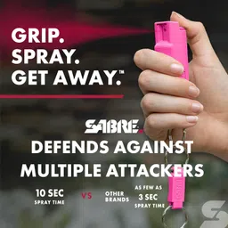 SABRE Red Pepper Spray with Pink Key Case (1/2 Ounce) - now with 5x's more spray image 3