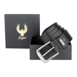 flyer Men's Leather Belt (Formal/Casual) (Colour -Black) Buckle Adjustable Size Genuine Original Leather (BL3357) image 5