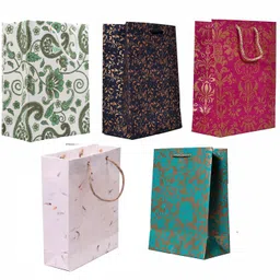 RJKART Handmade Party Favour Paper Carry Bag (Multicolour) for Return Gifts -Set of 5 | All Occasion Packing Box | Birthday Anniversary etc image 1