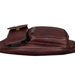 brand leather Genuine Leather Stylish Waist Bag Elegant Style Travel Pouch Passport Holder with Adjustable Strap (Brown) image 3