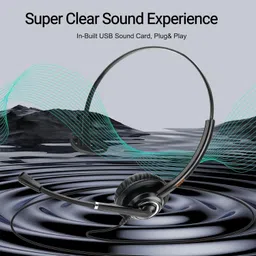 emaiker Single Ear Headphone USB-C, USB Type C Headset with Noise Canceling Microphone for PC, Laptop,Tablet,Mobile Phone,for Skype,Teams, Zoom, Webex, Ringcentral, Compatible with Samsung,Google Pixel,Sony image 2