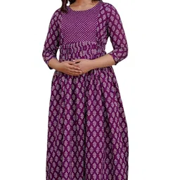 vivan enterprises Women's Pure Cotton Maternity Gown Dress | A-line Feeding Kurti | Purple Kurtis for Women & Girls image 1
