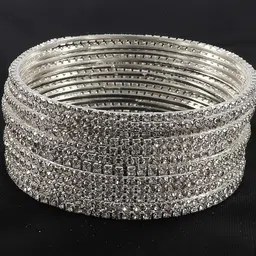 zulka Non-Precious Metal with Base Metal and Zircon Gemstone Studded Premium and Traditional Glossy Finished Sleek Bangle set for Women and Girls image 2