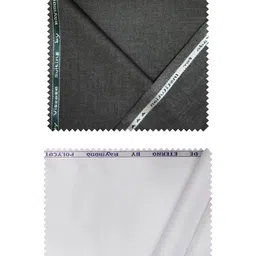 raymond Trouser -Shirt Fabric Combo Box (Unstitched, All Weather Fabric) (WHITE SHIRT + DARK GREY PANT) image 1