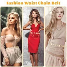 gozaqe Waist Chain for Women for Saree,Adjustable 3 Layer Sun & Moon Element Hip Belt for Saree,Fashion Metal Gold Body Chain, Matched with Suits, Jeans, Shirts, Dress image 4
