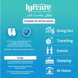 lyfcare Adult Diapers XXL Size - 30 Units (Pack of 3) | Unisex Diapers Pants Style | Waist (114-155 cm) | Wetness Indicator, Super Absorb, 360° Protection & 0% Leakage | For Men & Women_Regular image 4