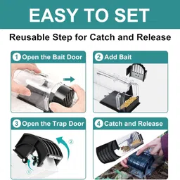 BITTZOOT Rat Trap Cage for House Garden Patio,32 cm Humane Mouse Trap Cage,Live Rat Trap Catch and Release with Brush, Easy to Set/Clean, No Kill Mice Trap Reusable for Mouse Rat, Mole, Rodent image 4