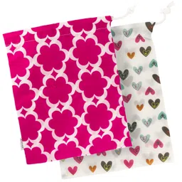 Kushies Baby On The Go Wet Bag, Doodle Hearts/Fuchsia Modern Flowers, Large image 1