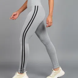 rock paper scissors Premium Two Black Strip Gym Tights High-Waisted, Sweat-Wicking, Athletic Fit Gym Tights for Working Out, Pilates,Yoga, Fitness & Training image 2