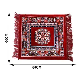 Kuber Industries Pack of 6 Velvet Prayer Rectangular Mat|Square Shape & Soft Velvet Material|Meditation Mat|Multipurpose Velvet Rug Mat|Size 60 X 60 Cm|(Maroon) image 3