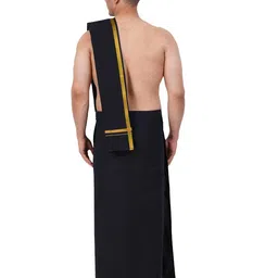 prakasam cotton Mens Colour Jari Cotton dhoti and Angavastram Set (1.30X2.00 Meter Dhoti, 36X1.80 towel) image 4