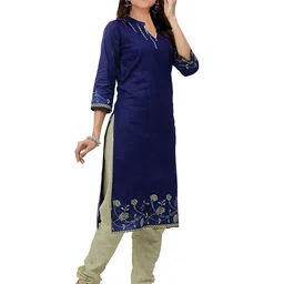 miraan Women's Cotton Unstitched Dress Material (SGPRI1521, Blue, Free Size) image 3