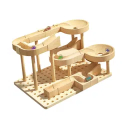 club bollywood The Style Sutra DIY Wooden Track Marble Toy Hobbies Toy for Home Decor Birthday Gift Holiday style B| Wall Clocks|1 Set DIY Children Marble Run Block Toy image 5