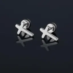 peora Silver Plated Cross Shape Stud Earrings Fashion Jewellery Gift for Men & Boys image 3