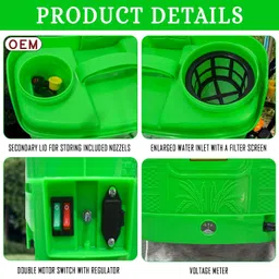 OEM Double Motor Battery Operated Yuva Series Sprayer 20L | Big 12V14A Battery | Free Spray Gun & 4 Nozzles | High Pressure Long Backup Knapsack Agriculture Sprayer,Multicolor image 5